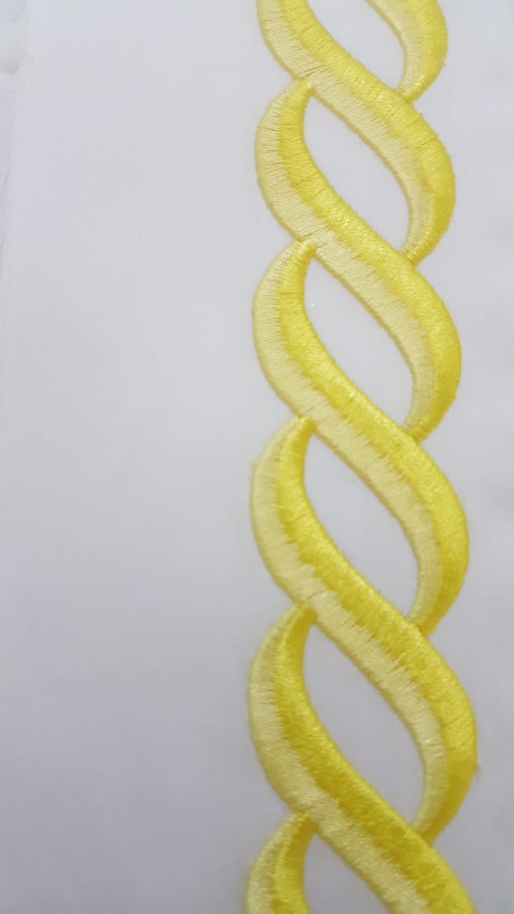 Chain Yellow Color Embroidery  Bedsheet Set